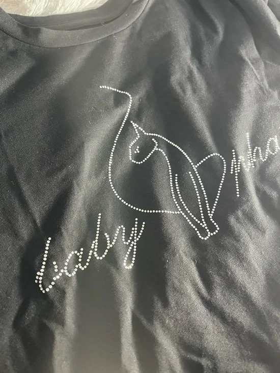 Baby Phat Black Tee with Silver Rhinestone Cat Logo - Picture 4 of 9